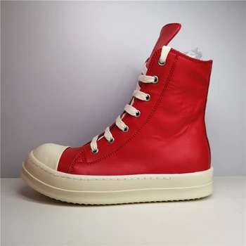 Червени мъжки обувки пролет 2022, мъжки ботильоны голям размер от естествена кожа, мъжки розови обувки P50e50